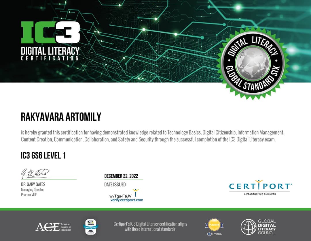IC3 DIGITAL LITERACY CERTIFICATION
